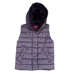 Grisino Black Puff Vest Hood Toddler Sz 2-3 Bow Side Pockets Full Zip Snap Lined